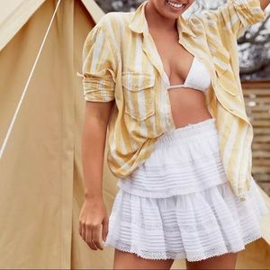 Aerie White Ruffle Mini Skirt